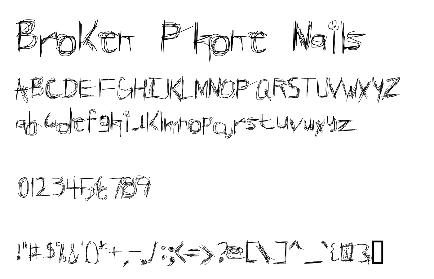 Broken Phone Nails Font preview