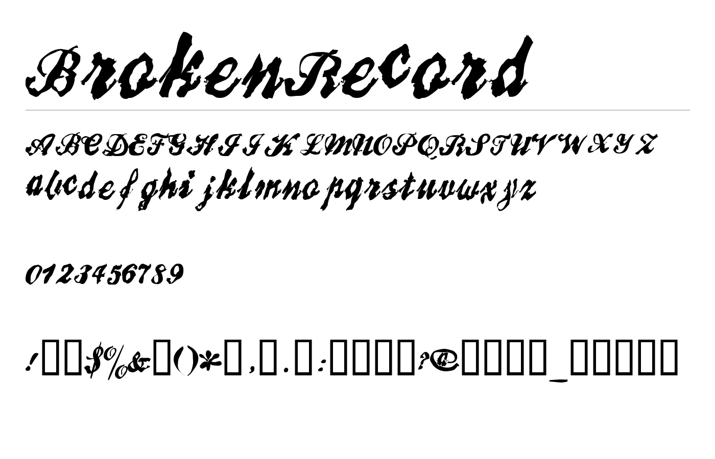 BrokenRecord Font preview
