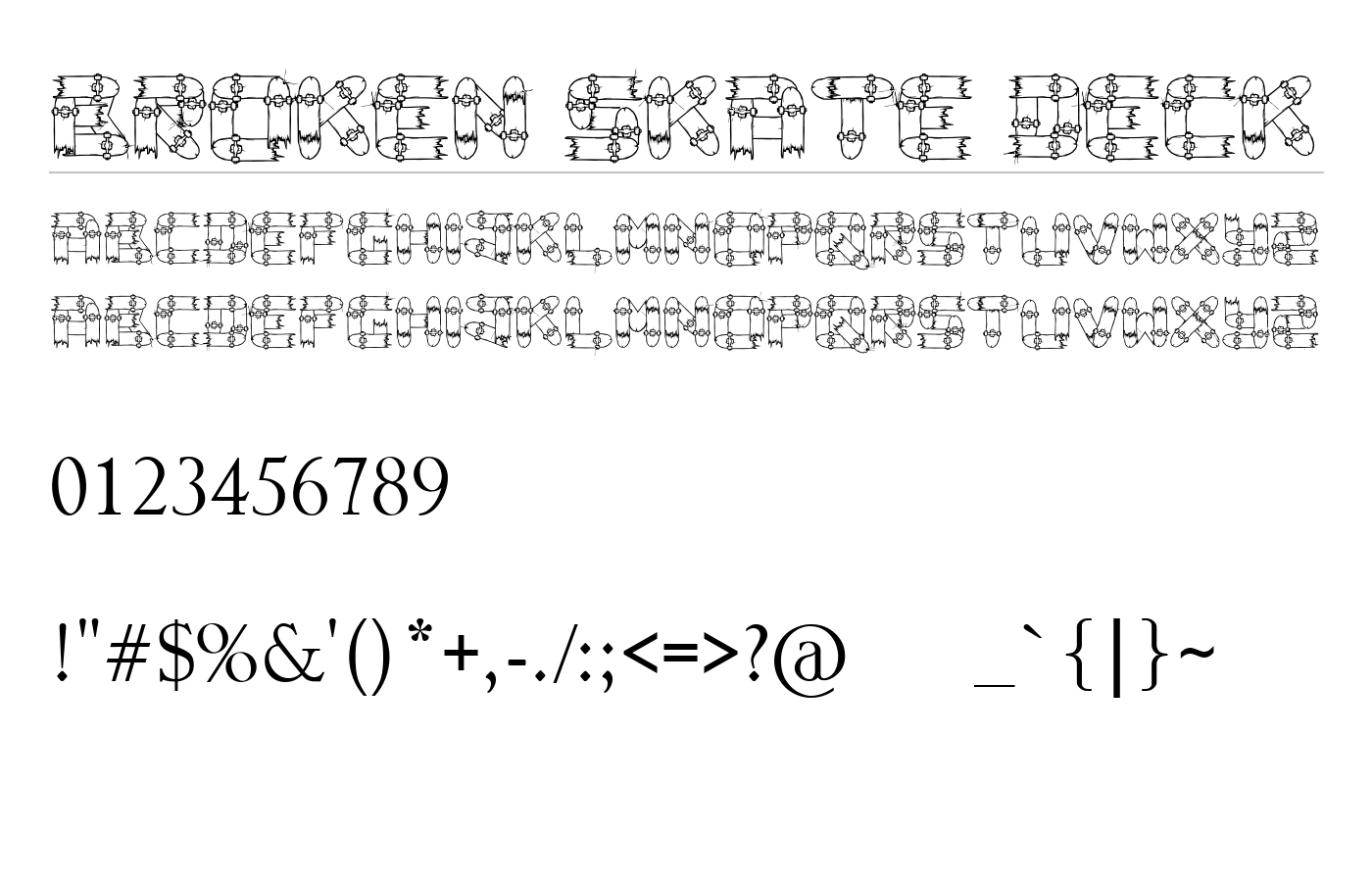 Broken Skate deck Font preview