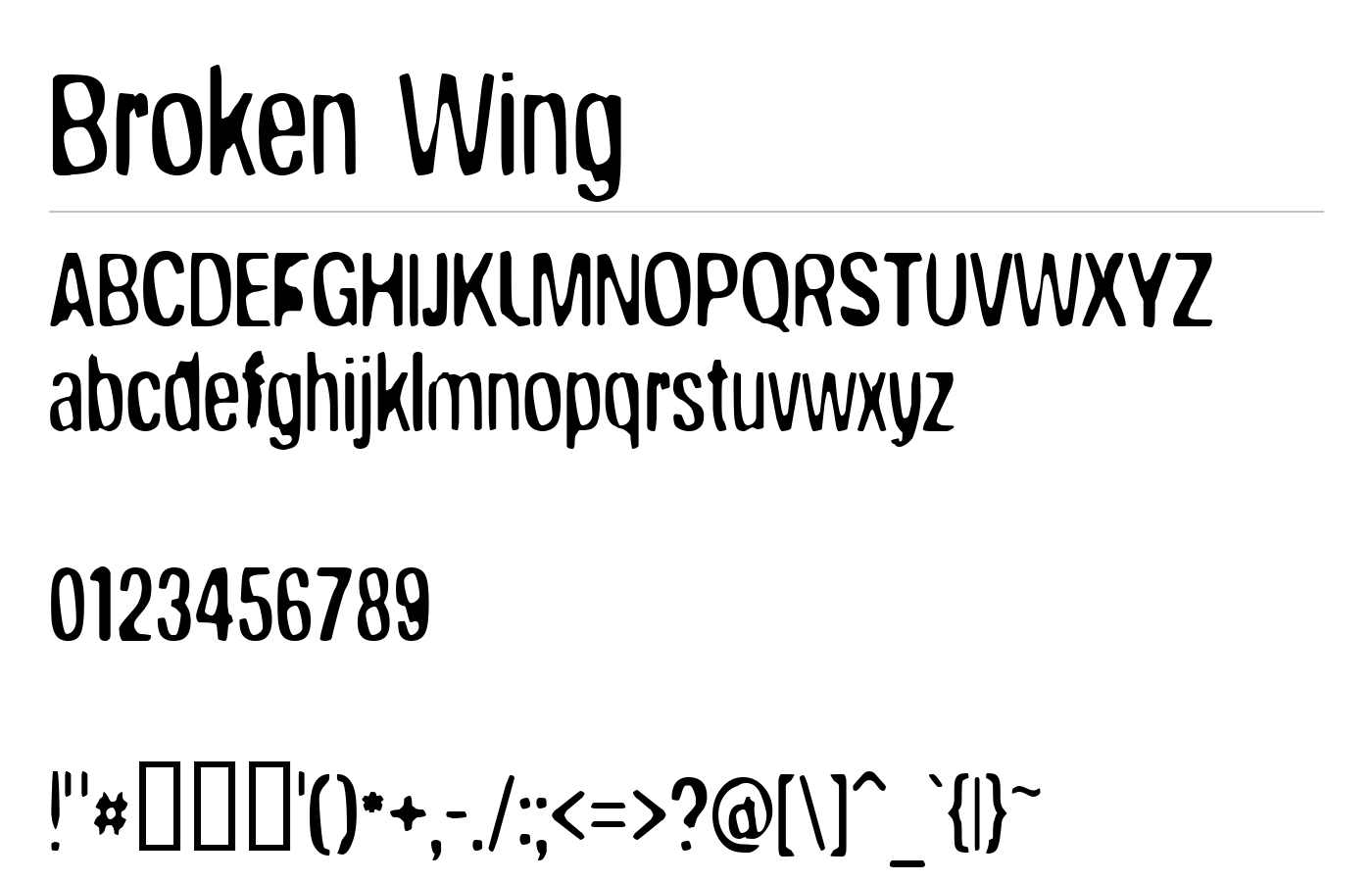 Broken Wing Font preview