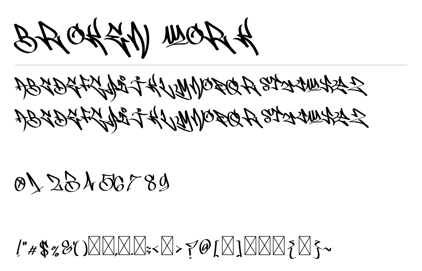 Broken Work Font preview