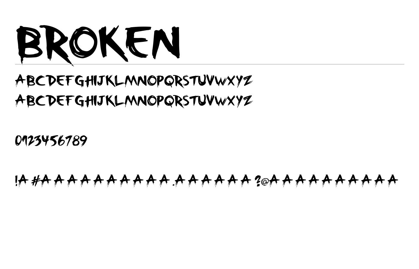 Broken Font preview