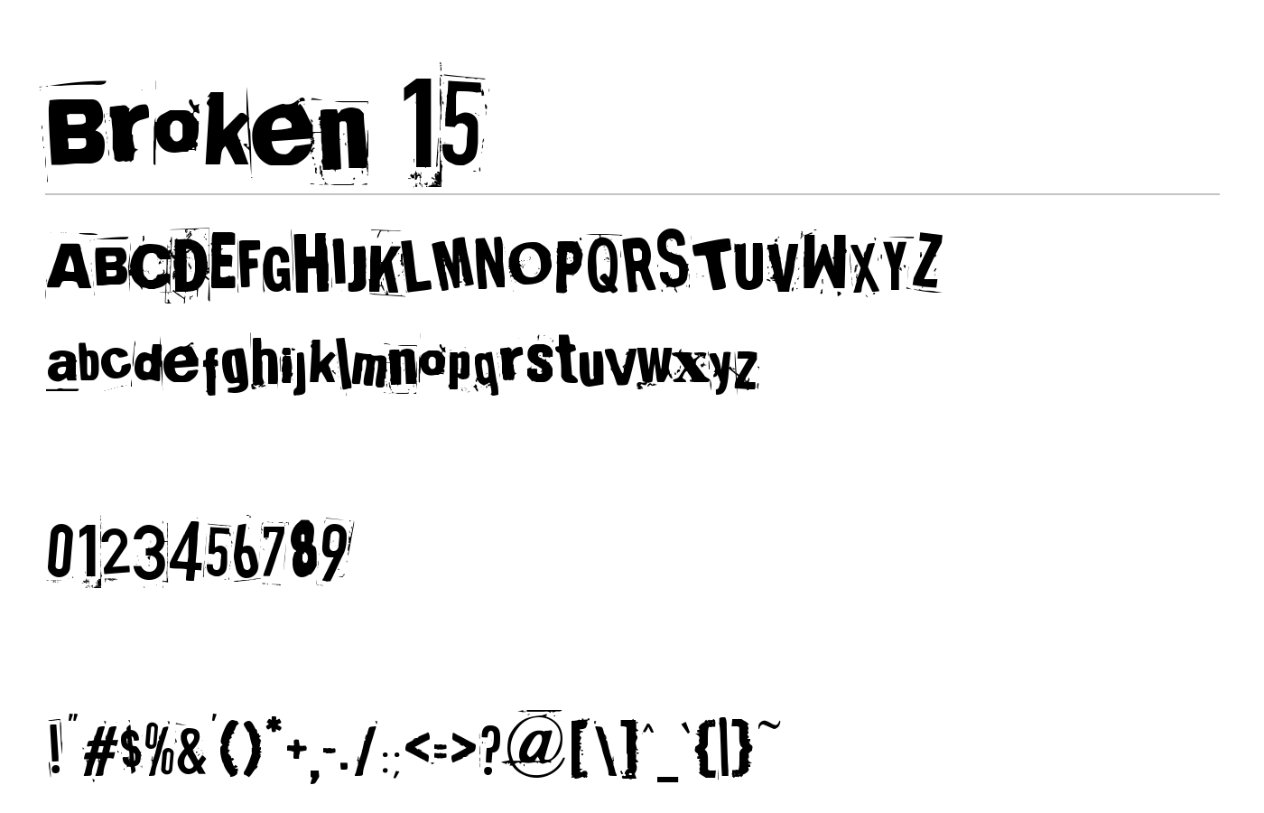 Broken 15 Font preview