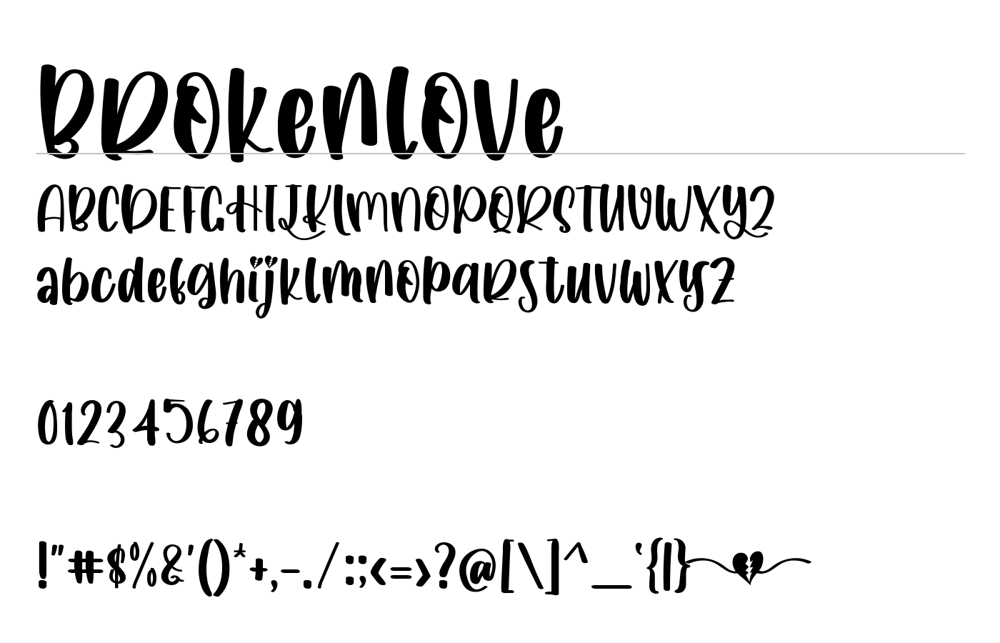 Brokenlove Font preview