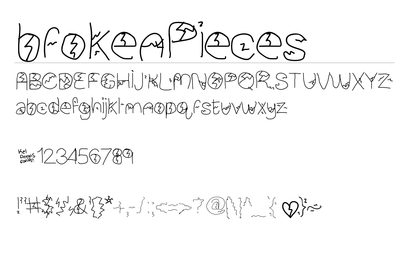 brokenPieces Font preview