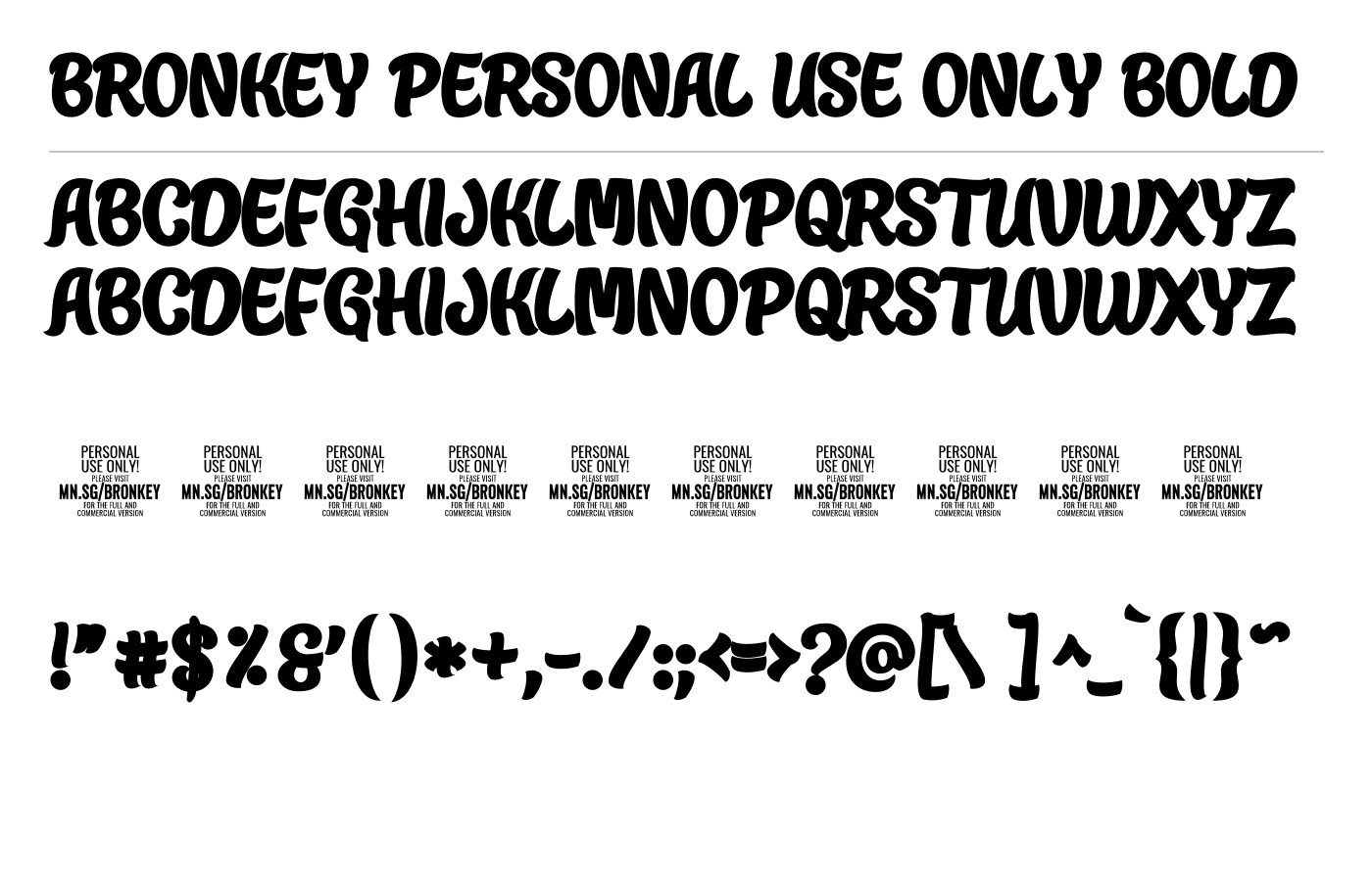 Bronkey PERSONAL USE ONLY Font preview