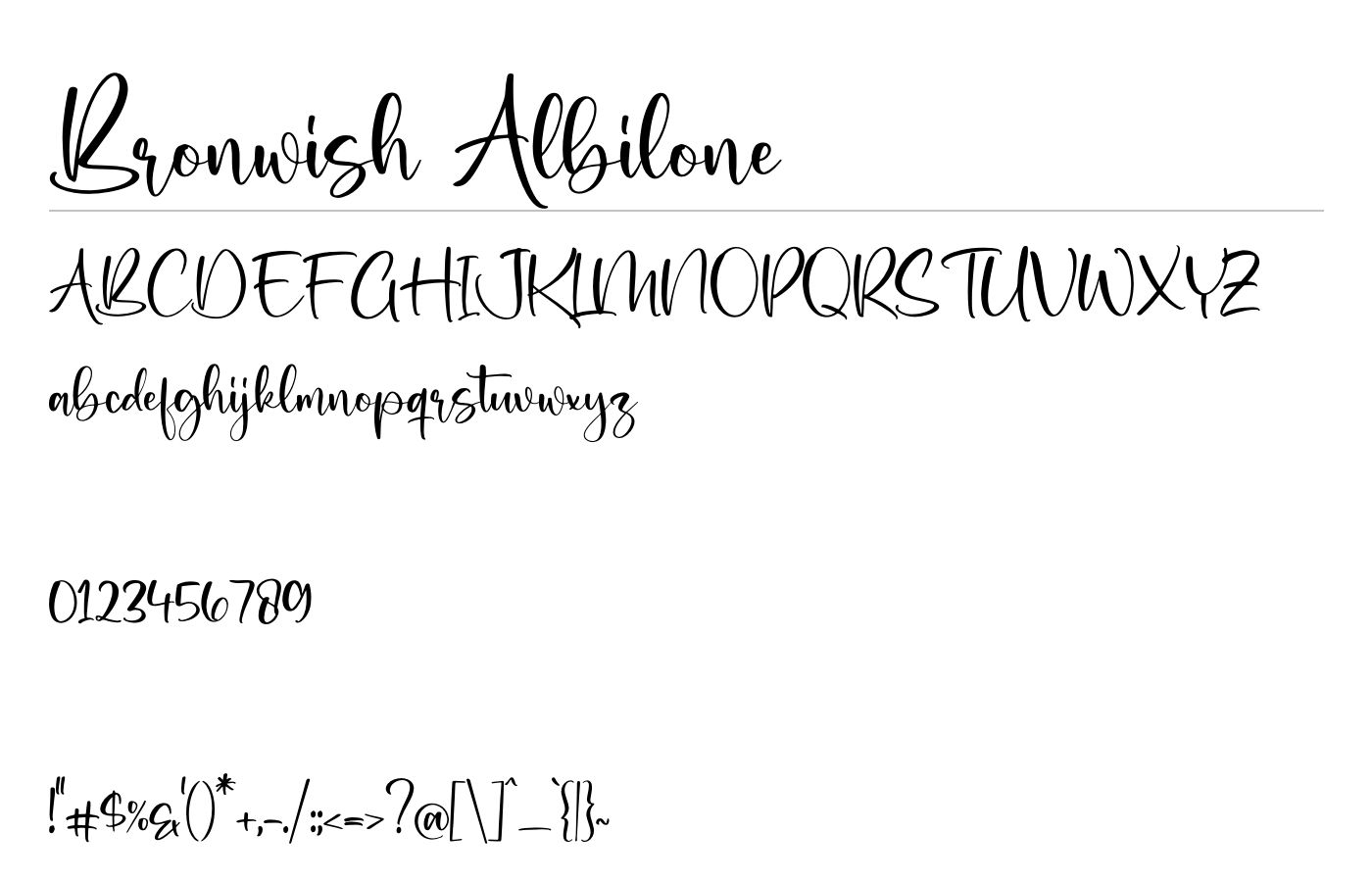 Bronwish Albilone Font preview