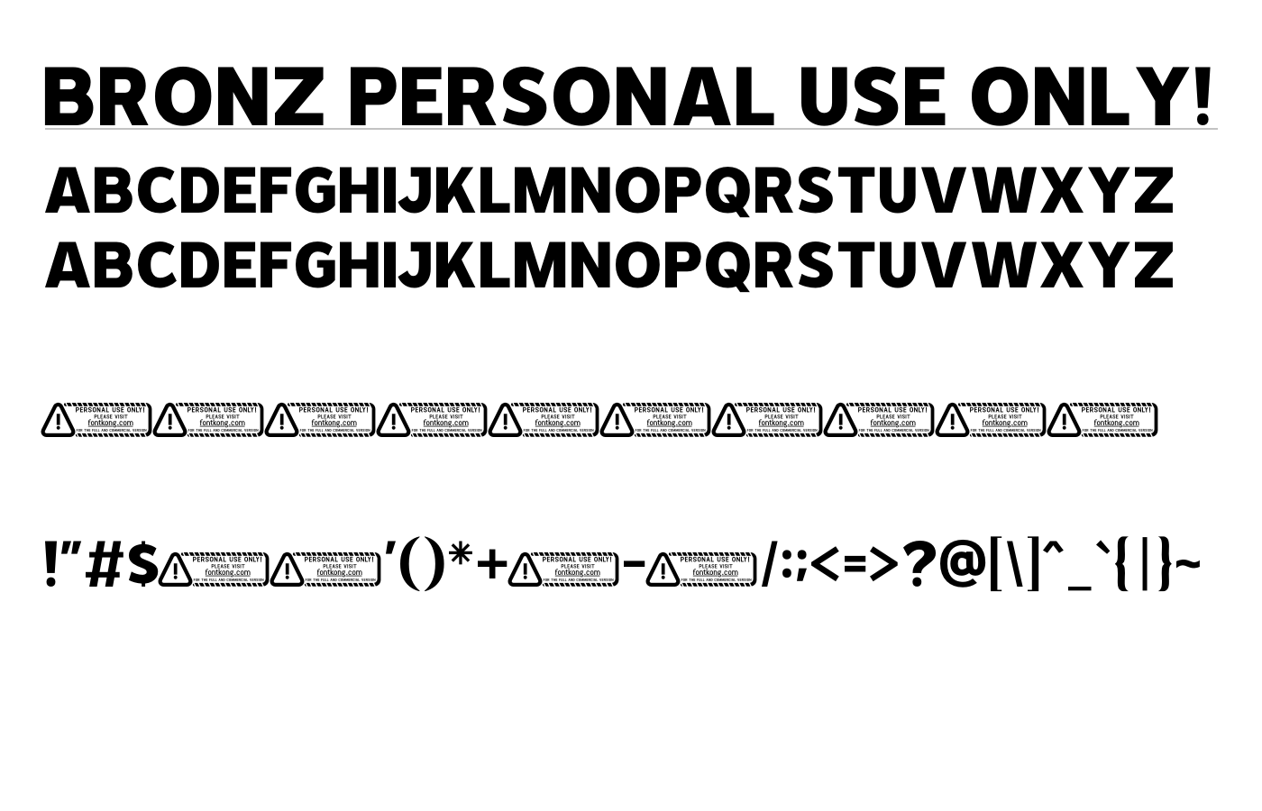 Bronz PERSONAL USE ONLY! Font preview
