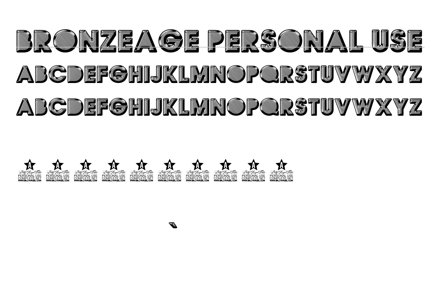 BRONZEAGE PERSONAL USE Font preview
