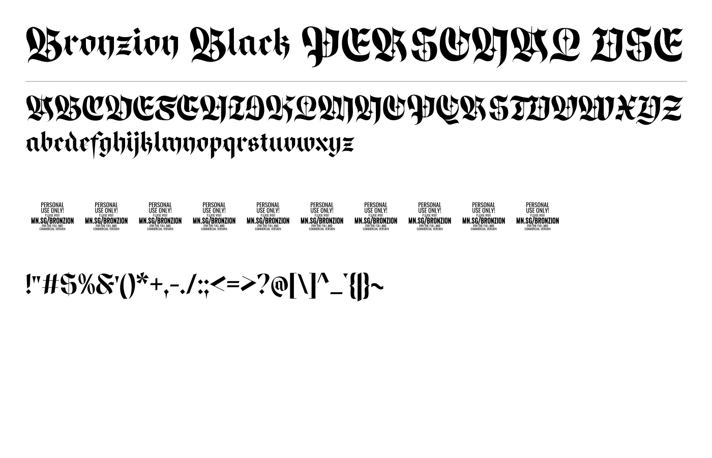 Bronzion Black PERSONAL USE Font preview