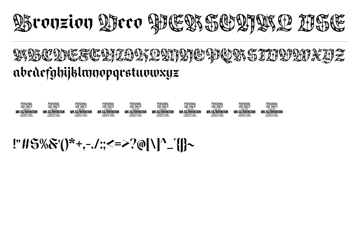 Bronzion Deco PERSONAL USE Font preview