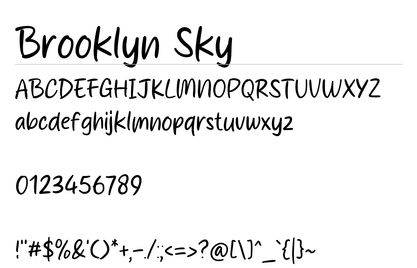 Brooklyn Sky Font preview
