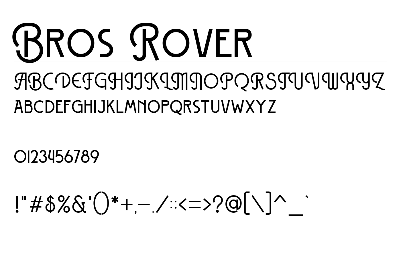 Bros Rover Font preview