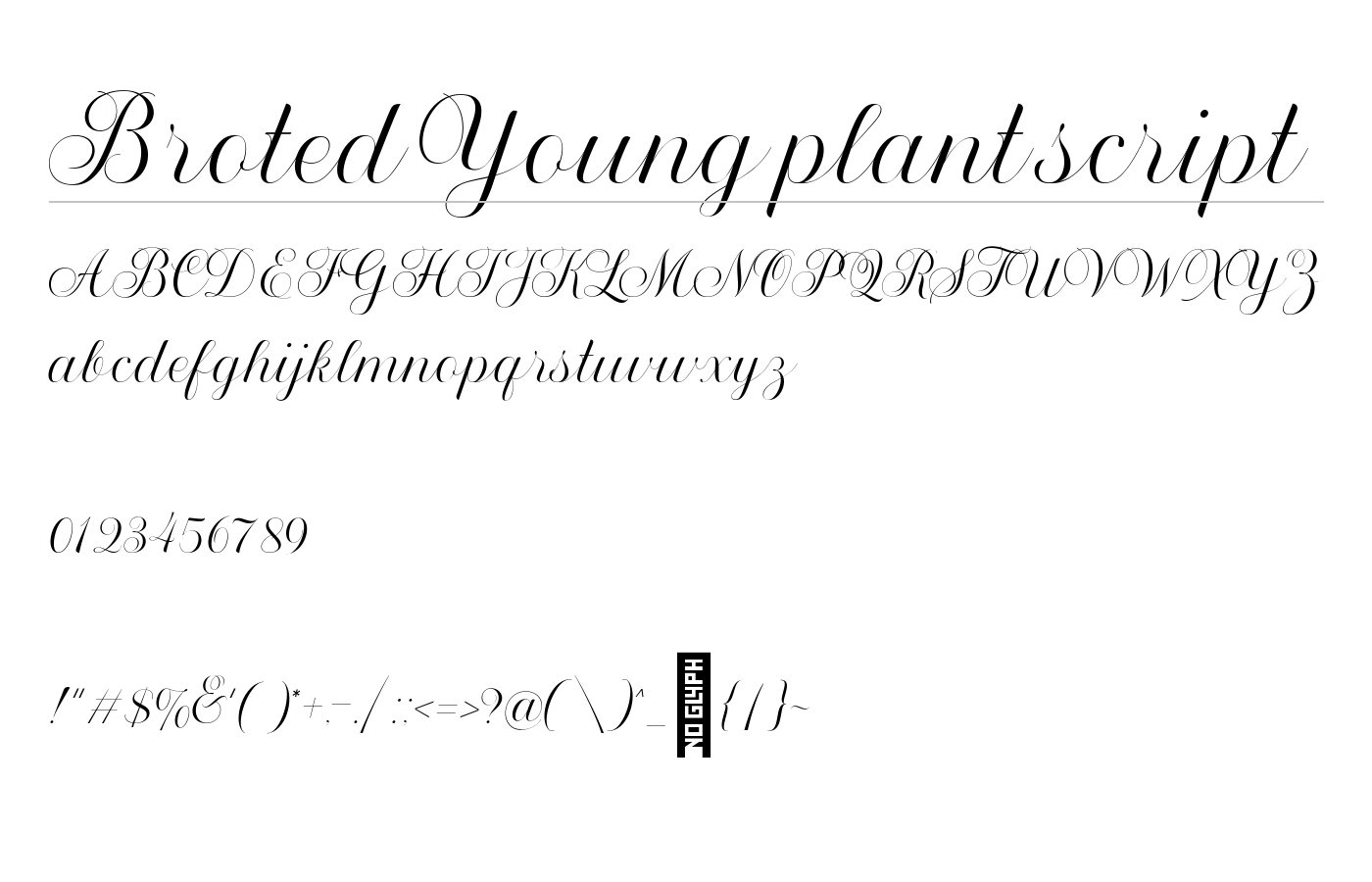 Broted Young plant script Font preview