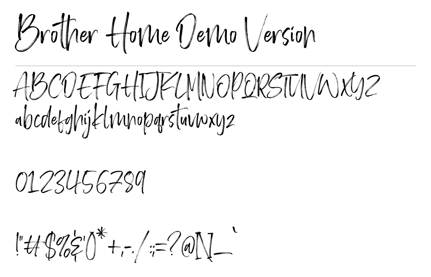 Brother Home Demo Version Font preview