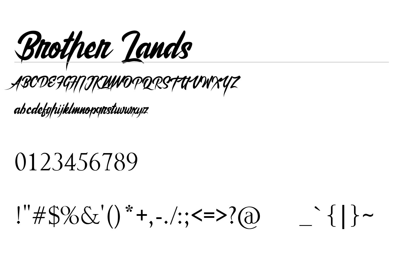 Brother Lands Font preview
