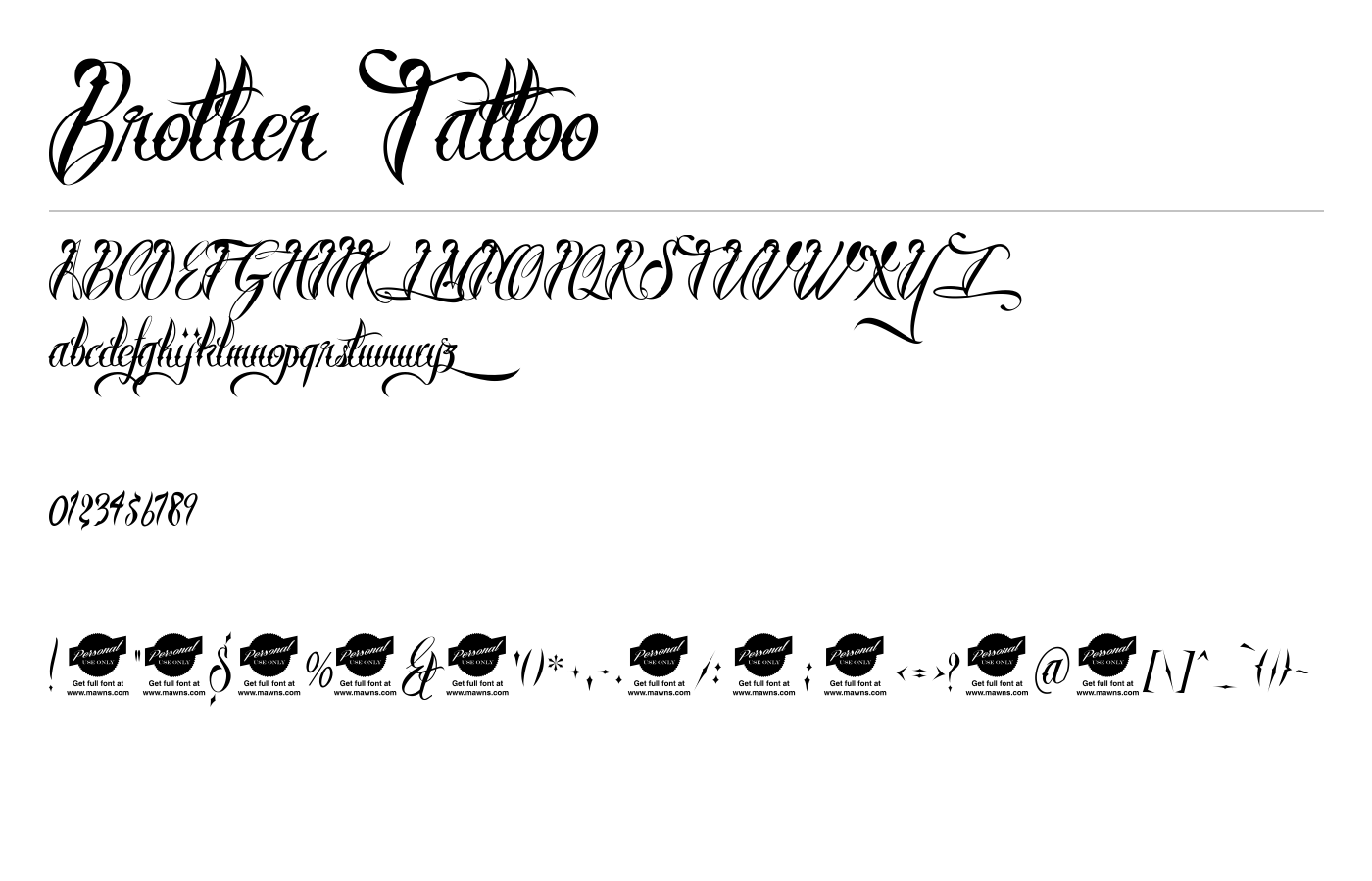 Brother Tattoo Font preview