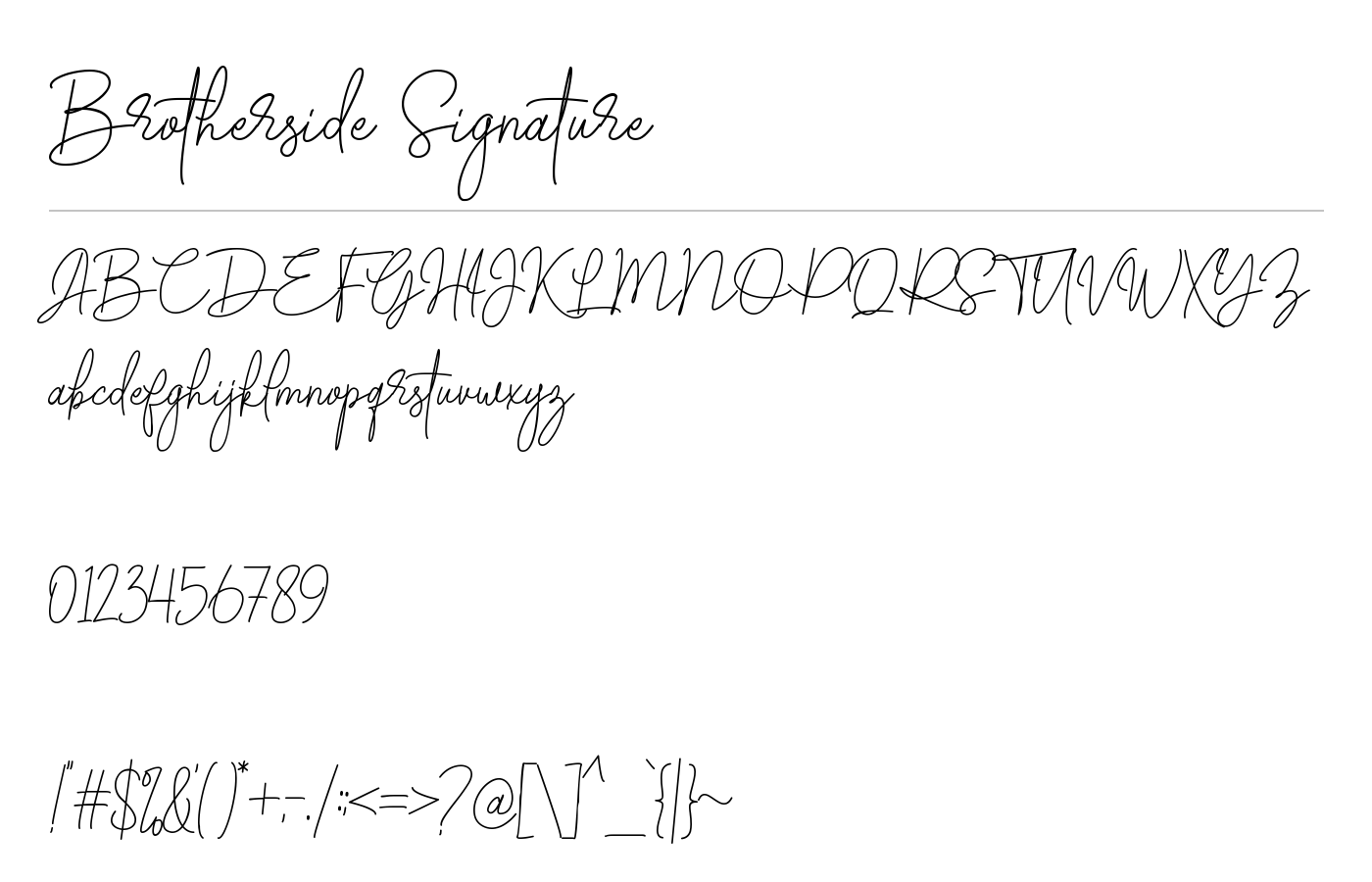 Brotherside Signature Font preview