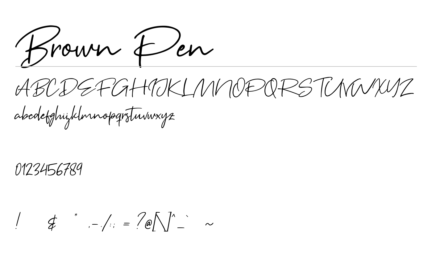Brown Pen Font preview