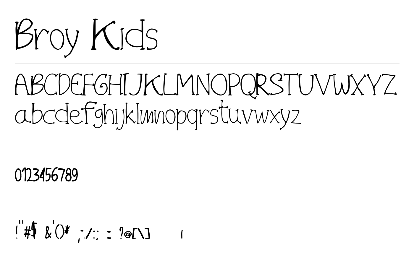Broy Kids Font preview