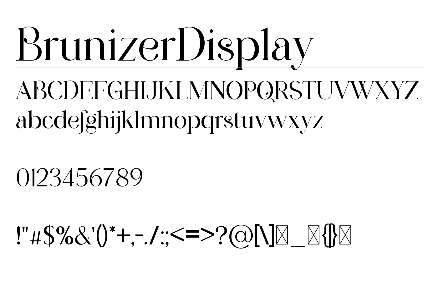 BrunizerDisplay Font preview
