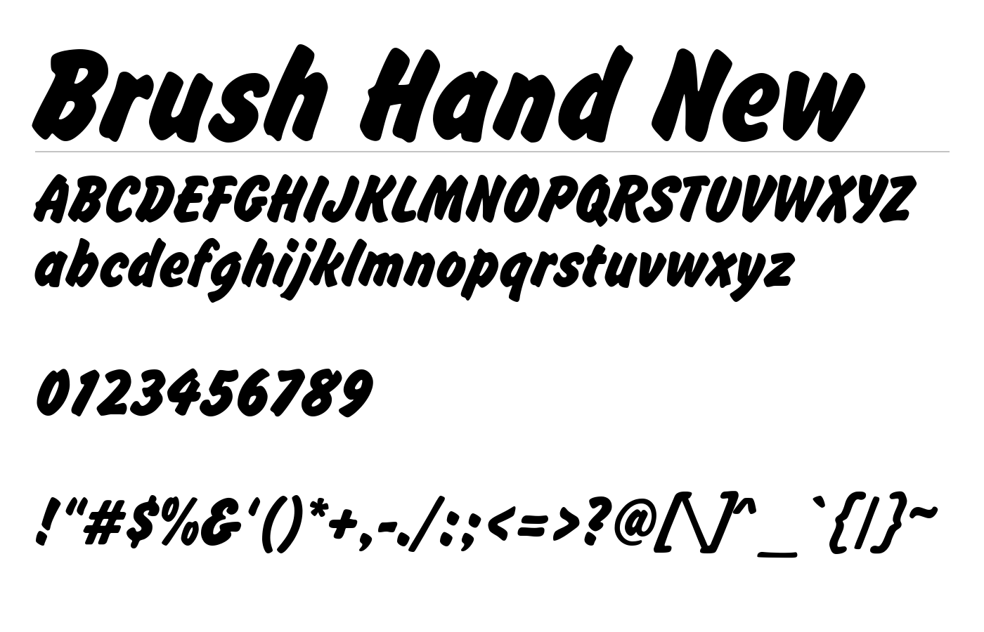 Brush Hand New Font preview