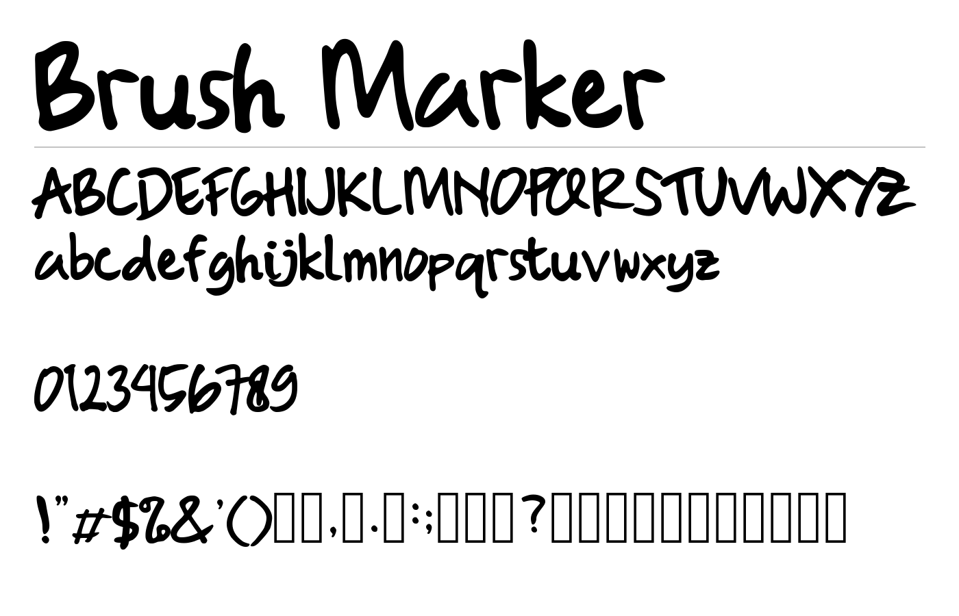 Brush Marker Font preview