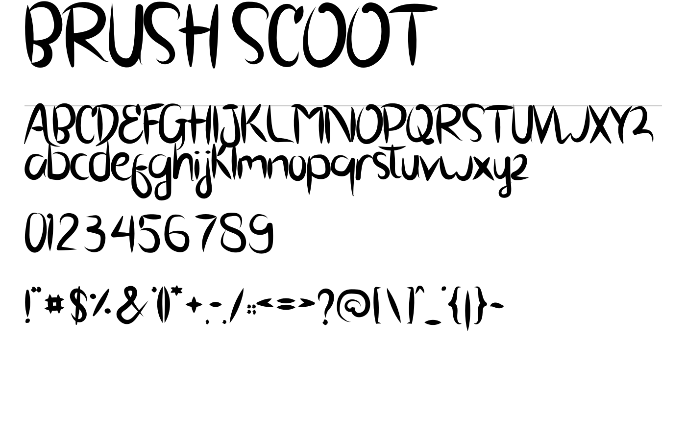 BRUSH SCOOT Font preview
