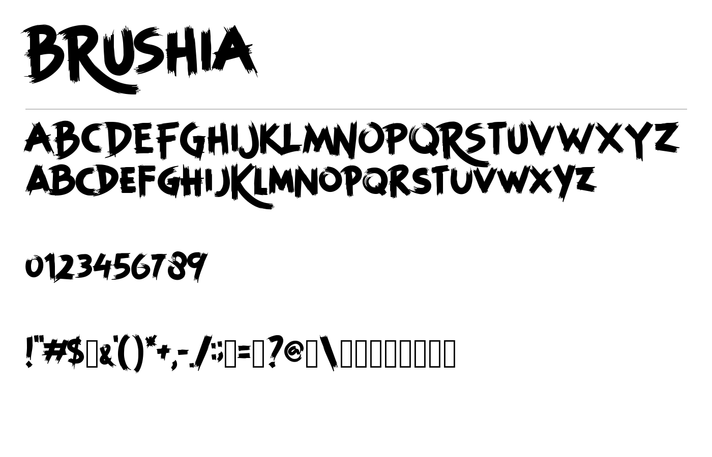 BRUSHIA Font preview
