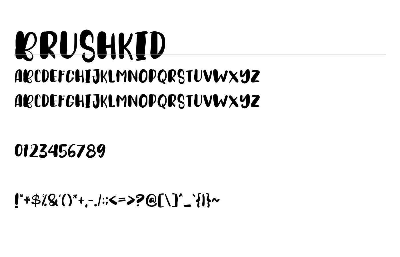 BRUSHKID Font preview