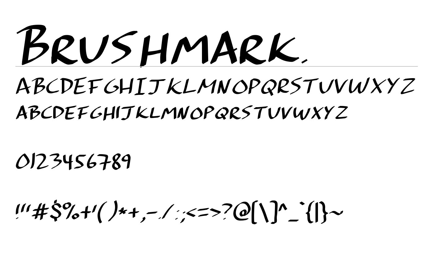 Brushmark. Font preview