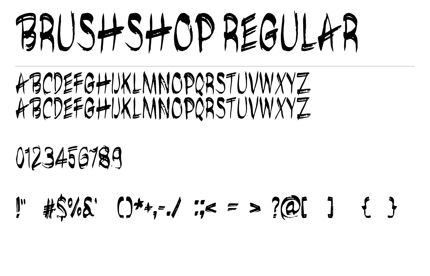 brushshop regular Font preview