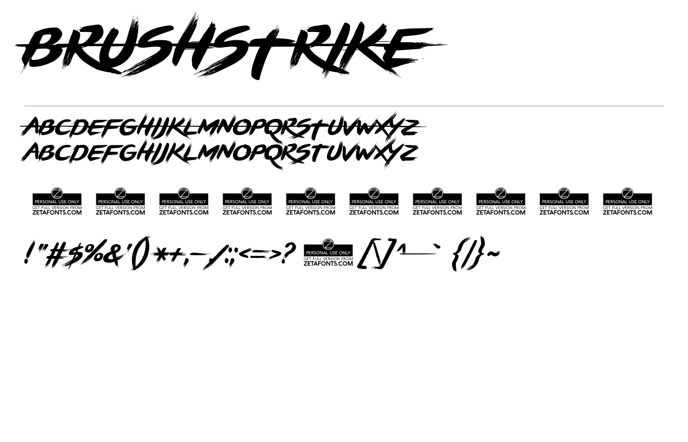 BRUSHSTRIKE Font preview