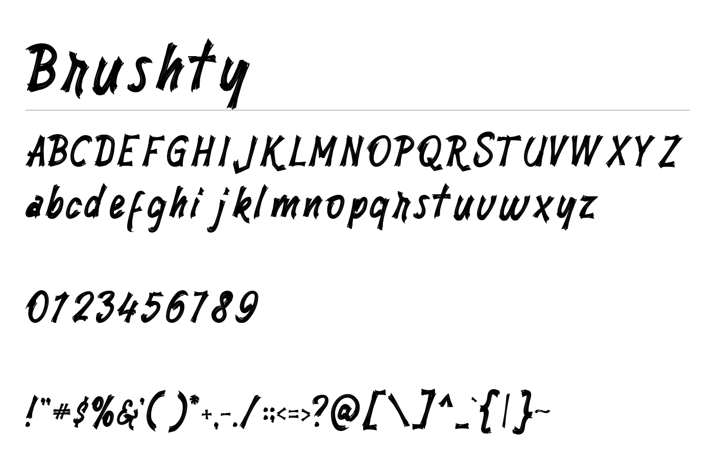Brushty Font preview