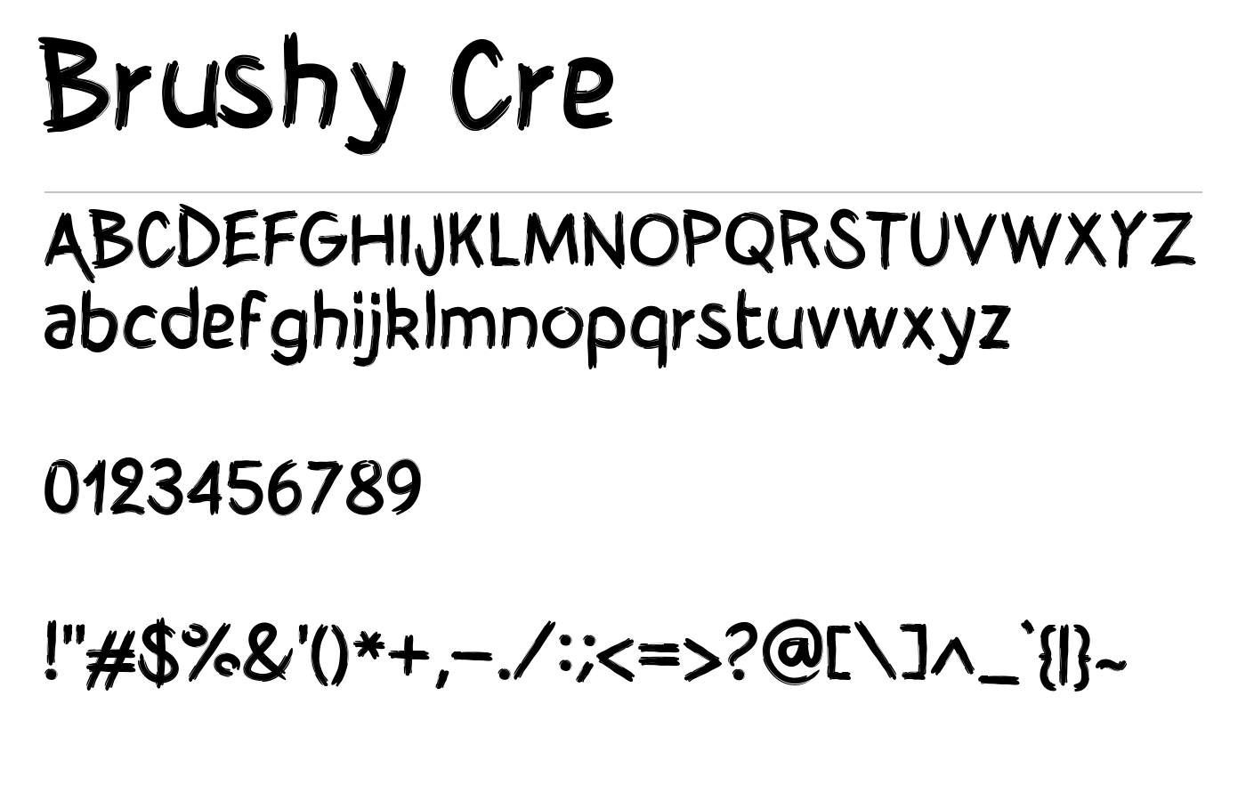 Brushy Cre Font preview