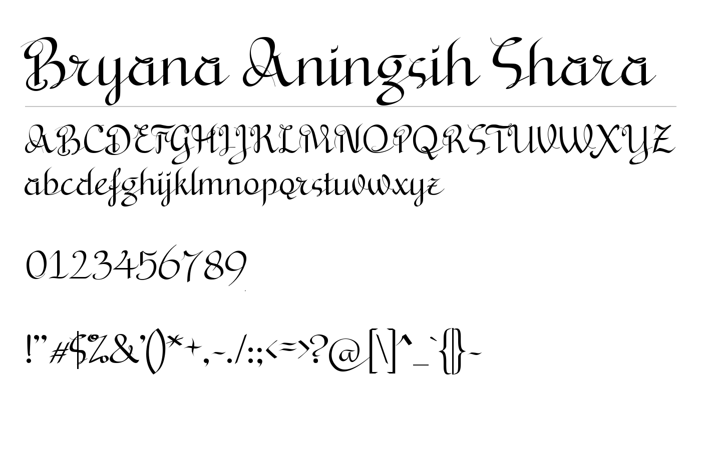 Bryana Aningsih Shara Font preview