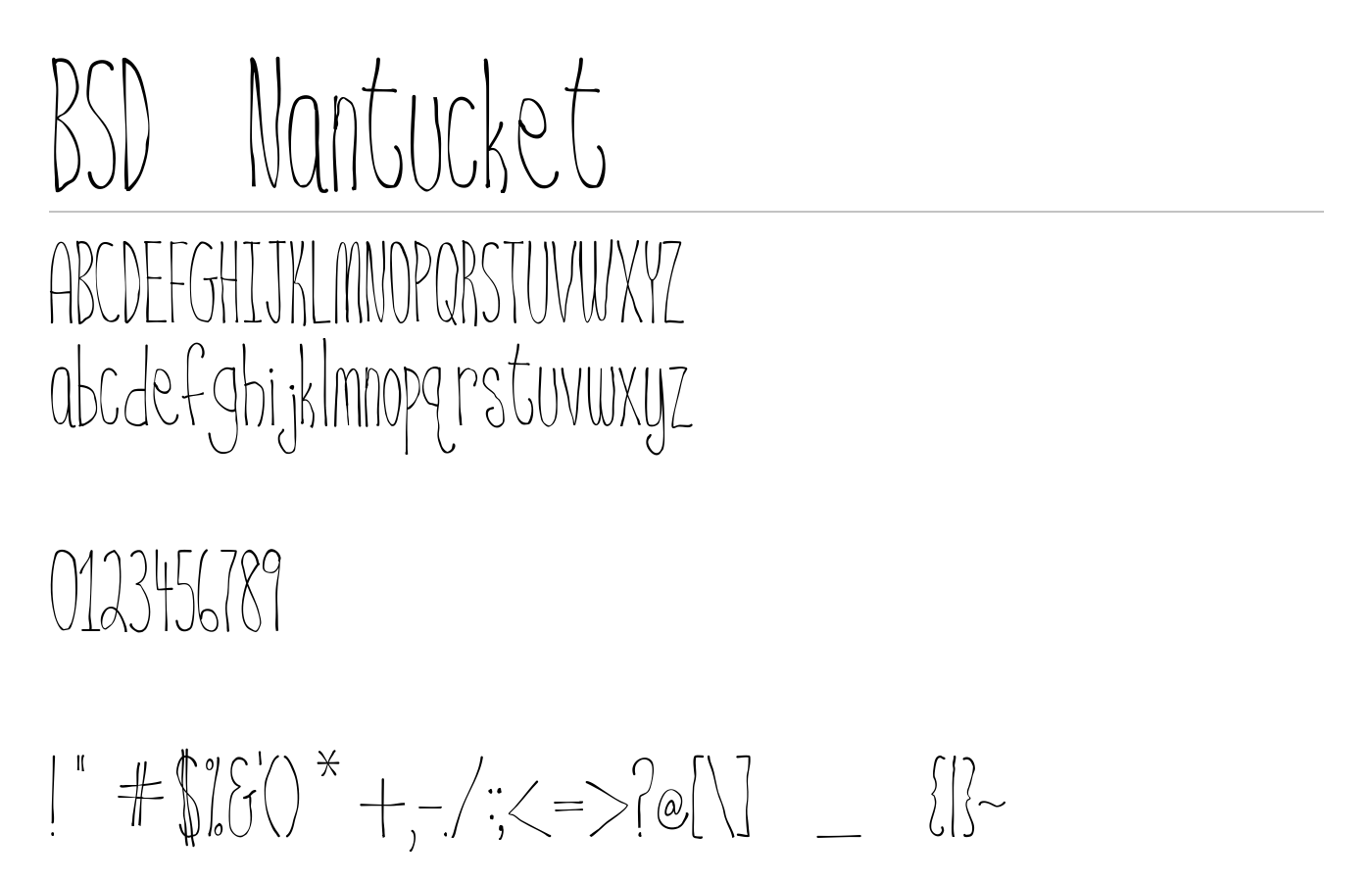 BSD Nantucket Font preview