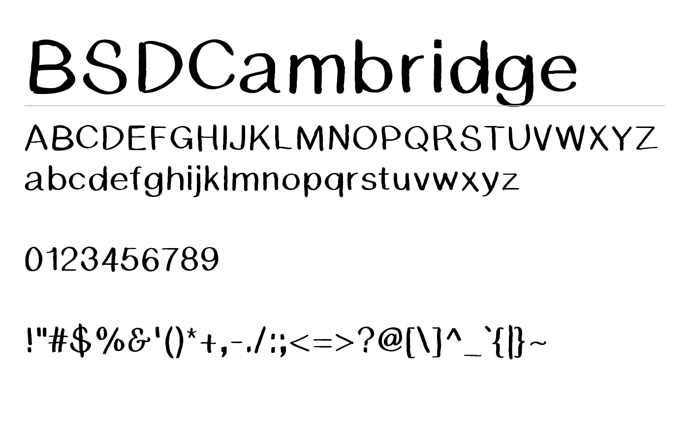 BSDCambridge Font preview