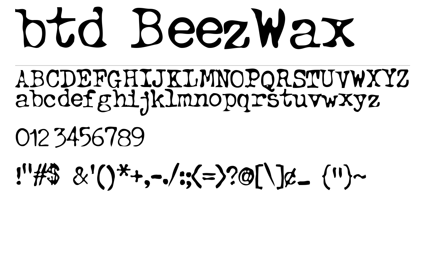btd BeezWax Font preview