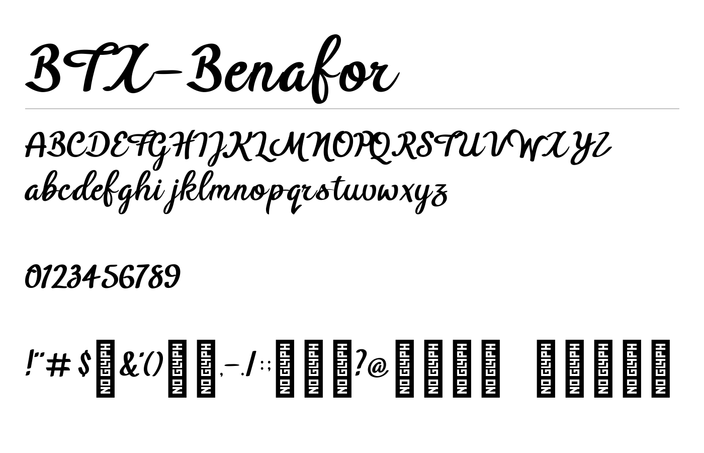 BTX-Benafor Font preview