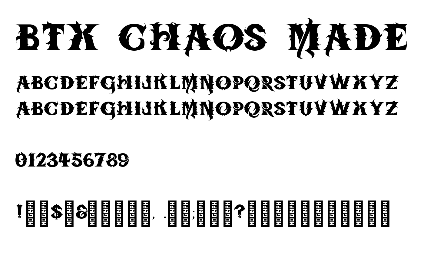 BTX-Chaos-Made Font preview