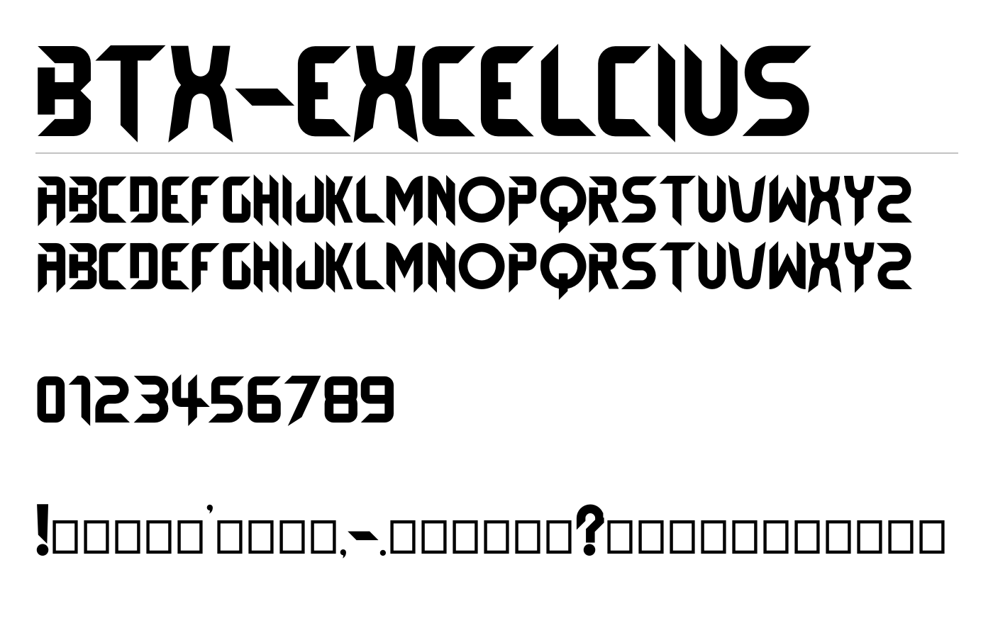 BTX-EXCELCIUS Font preview