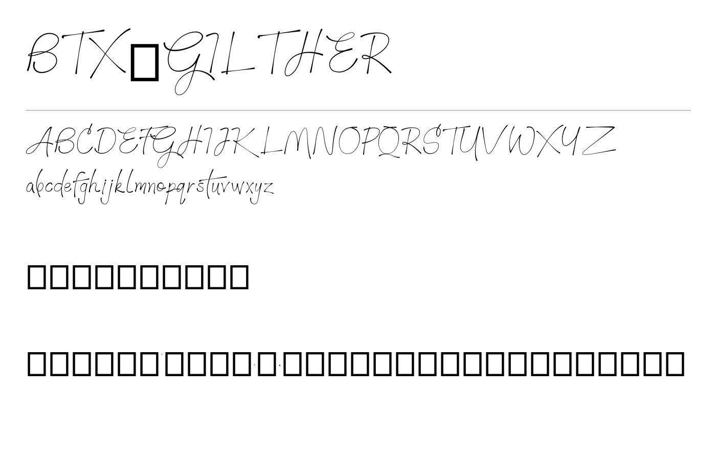 BTX-GILTHER Font preview
