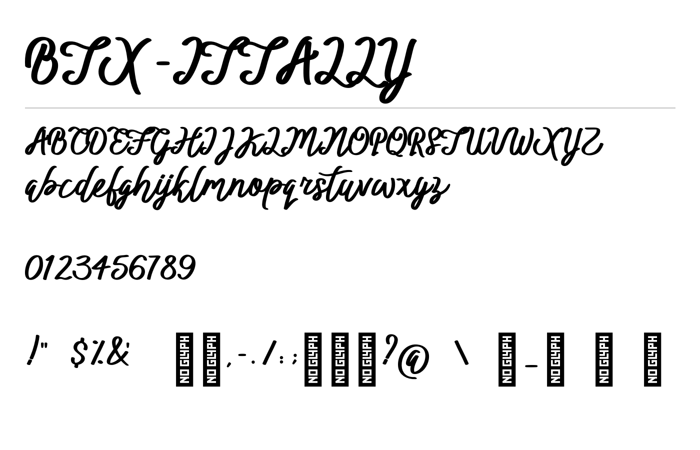 BTX-ITTALLY Font preview