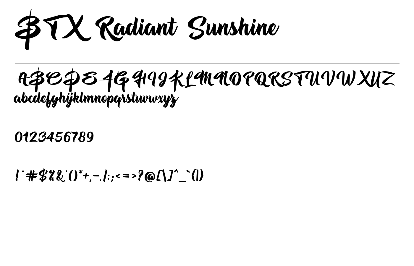 BTX Radiant Sunshine Font preview