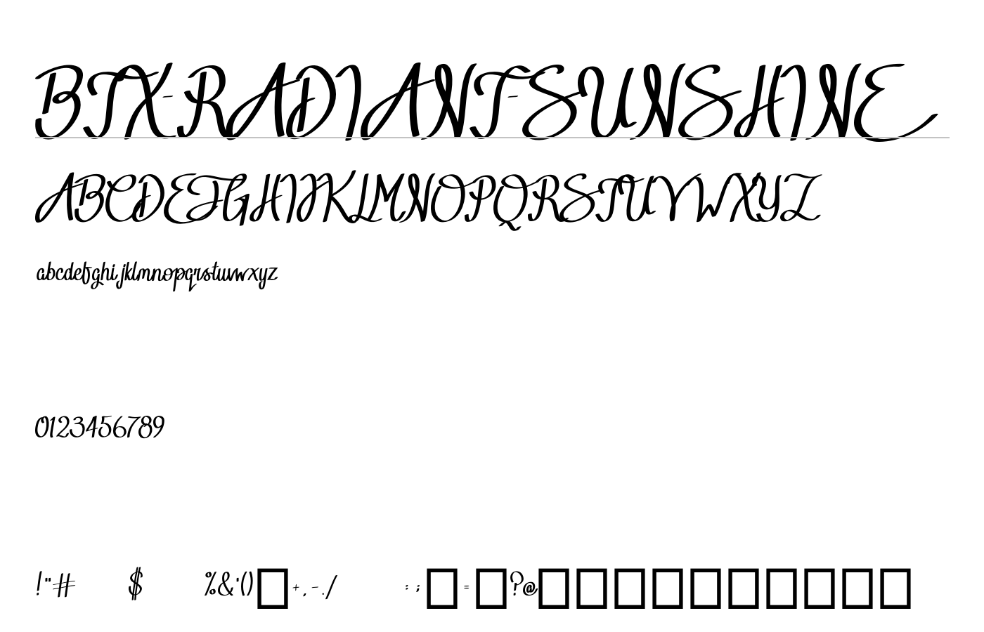 BTX-RADIANT-SUNSHINE Font preview