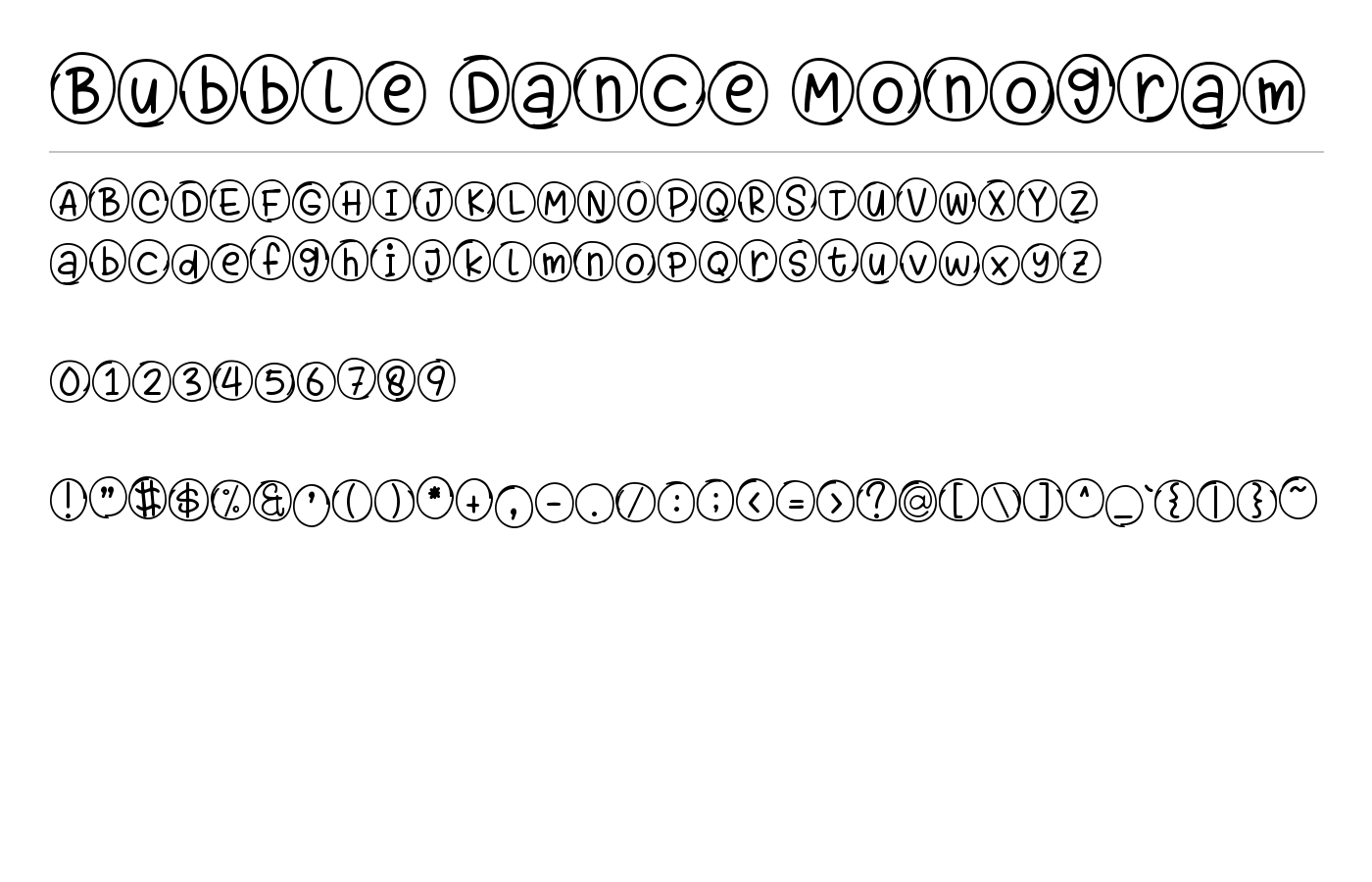 Bubble Dance Monogram Font preview