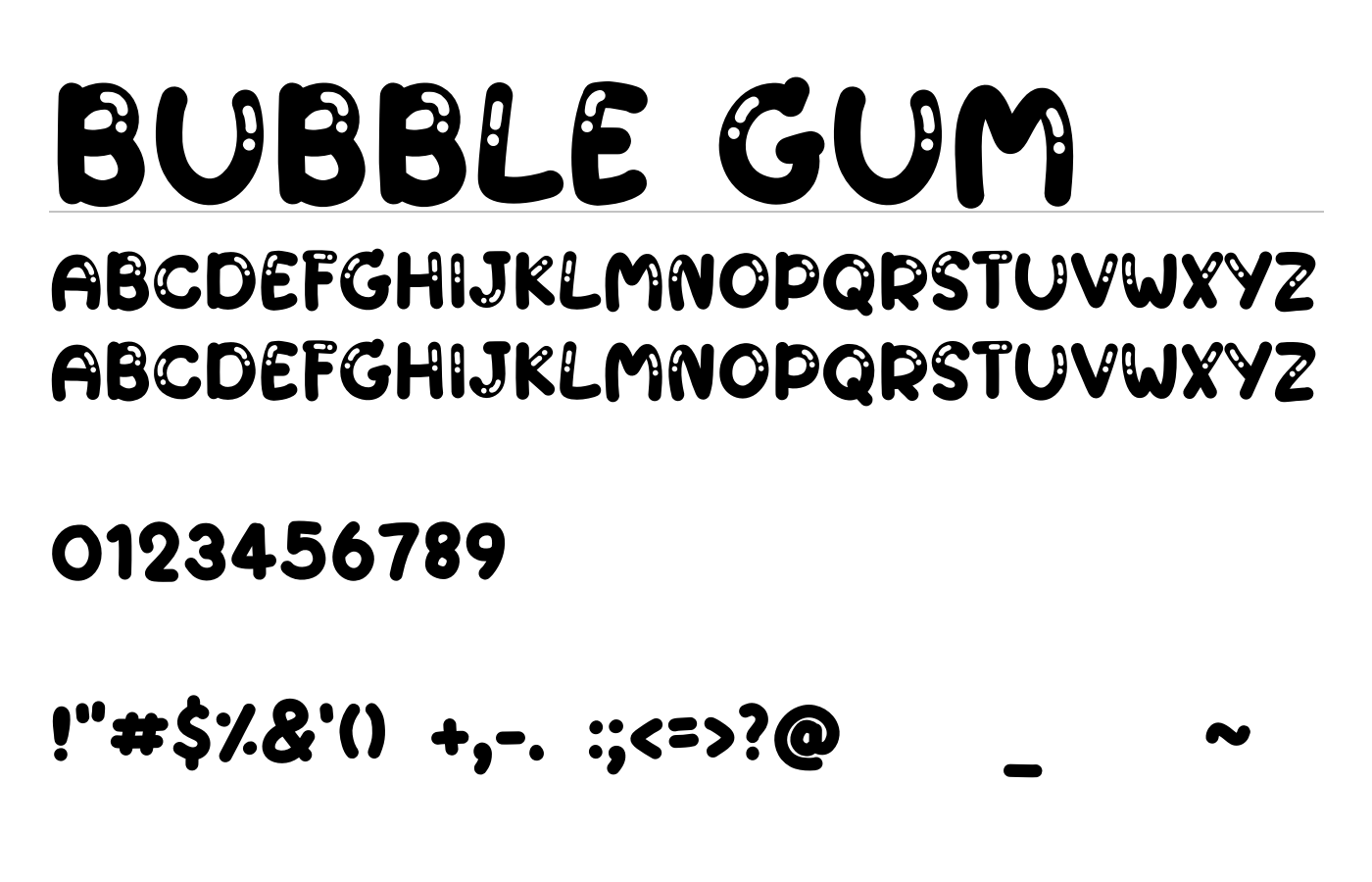 Bubble gum Font preview