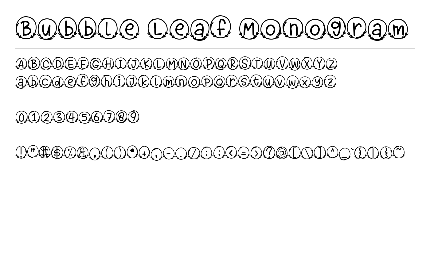 Bubble Leaf Monogram Font preview