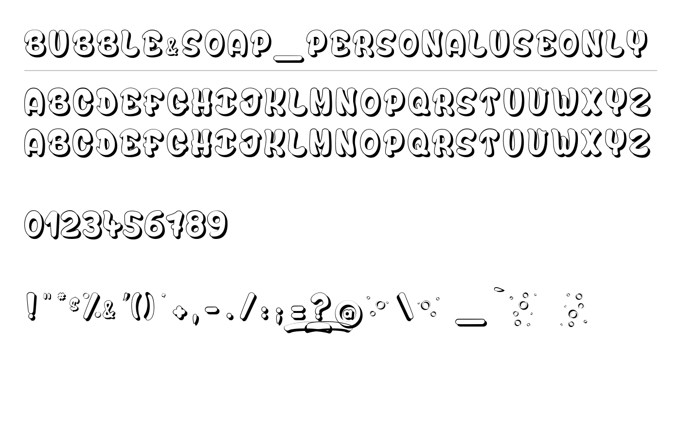 Bubble&Soap_PersonalUseOnly Font preview